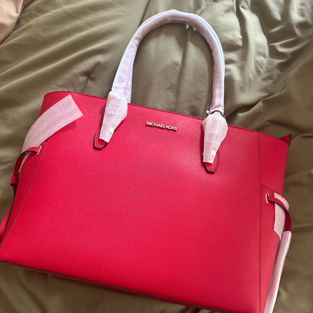 NWT Michael Kors Large Red Tote Purse